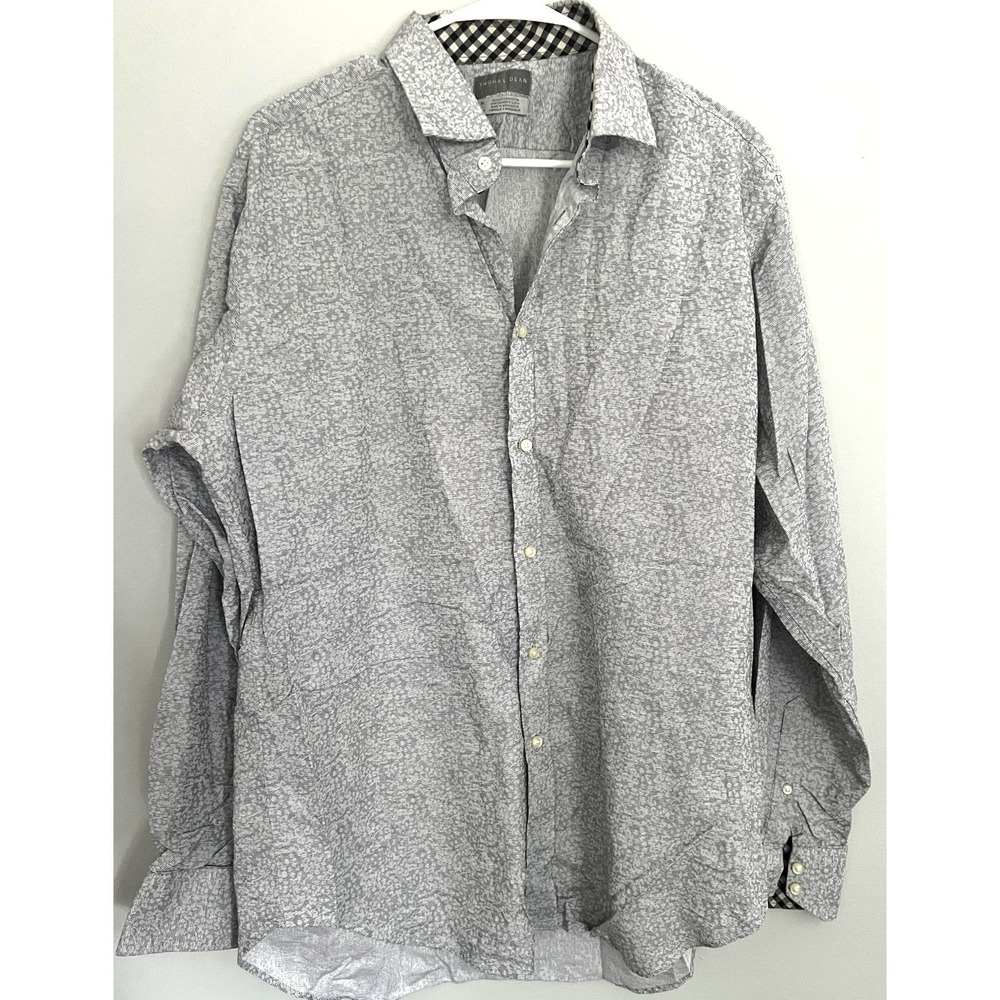 Thomas Dean Shirt Mens XL Gray Button Down Long Sleeve Casual Dress Modern